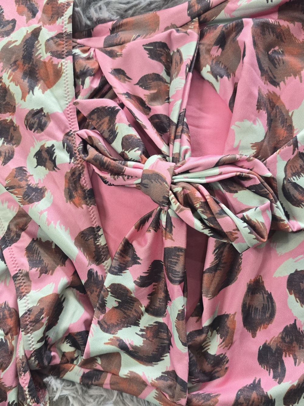 Womens Pink Leopard Print One-Piece Swimsuit, Size 38 - Picture 3 of 11